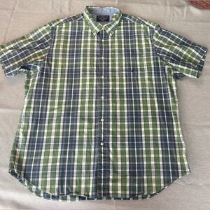 Nautica Green and Blue Plaid Casual Shirt